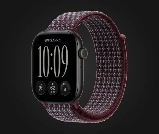 Apple Watch Series 12 in Aluminium Schwarz mit Sport Loop in Burgundy