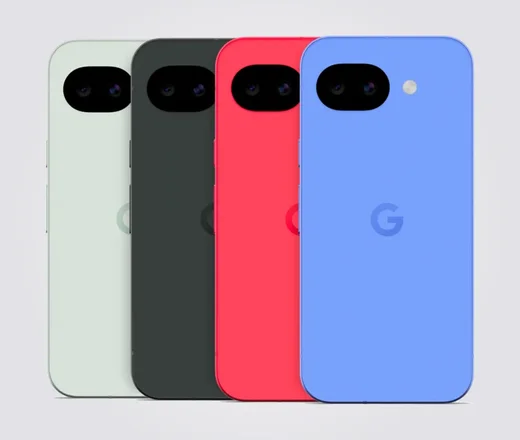 Google Pixel 10a in Fog, Obsidian, Berry und Lavender, Rückseiten