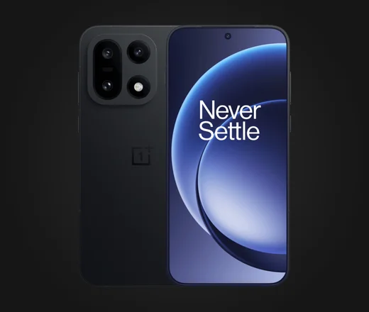 OnePlus 15 in Infinite Black, Rück- und Vorderseite